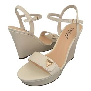 GUESS Cream Wedge Sandals